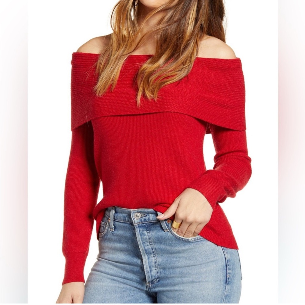 Leith Off Shoulder Knit Sweater - Size XXS